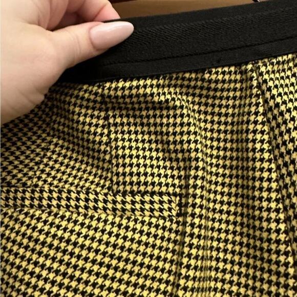 ZARA Pants Womens Large Yellow Black Checkered Trousers Ankle Pockets - Picture 6 of 8